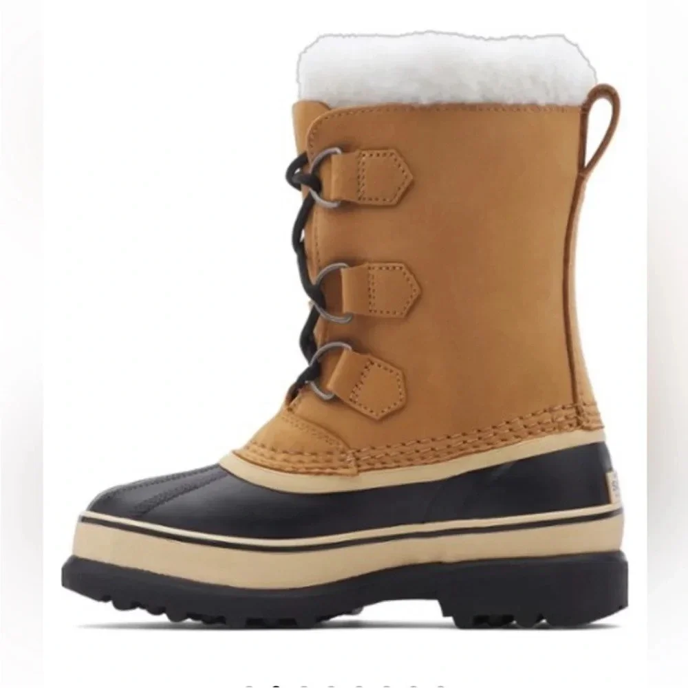 Sorel Kids Size 1 Caribou Waterproof Snow Boots NWT Buff Tan 2